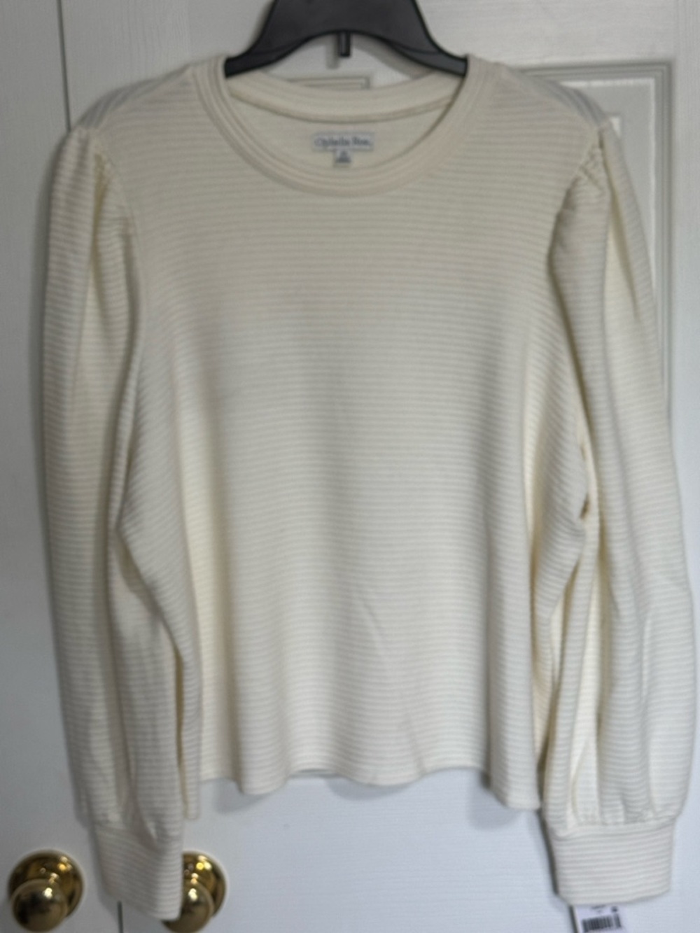 Ophelia Roe Splendid Cream Ribbed Crewneck Sweater